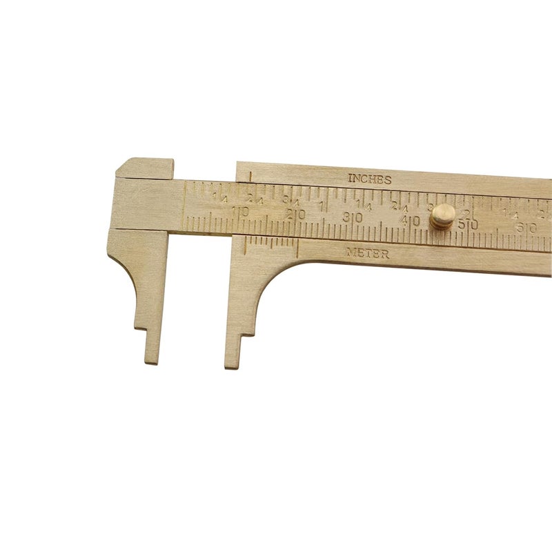 Gui Feng Brass Pocket Dual Scale Calipers 100mm Hand Held Sliding Bead Measuring Tool Millimeter Vernier Calipers for Measuring Jewellery Glass Beads Rings Gemstones Widget Sizes - Image 3